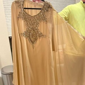 Champagne colored one size fits all jeweled dress